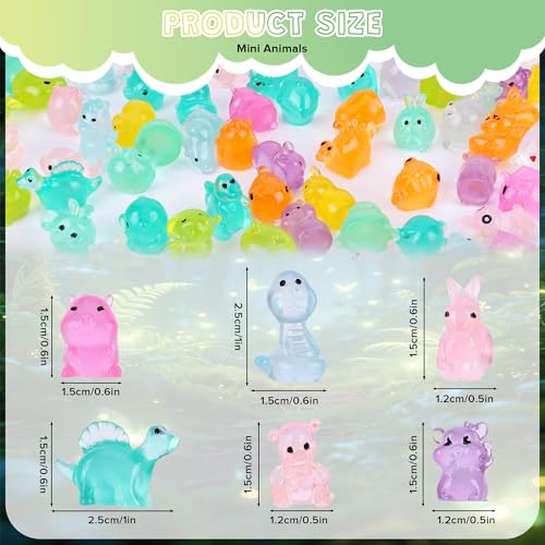 110 Pcs Mystery Mini Resin Animal Blind Bags, 60+ Variety Combination Set for Classroom Prizes, Party Favors, Glow in the Dark Luminous Miniature Figurines Bulk for Fairy Garden, DIY Decor - size: 110pcs