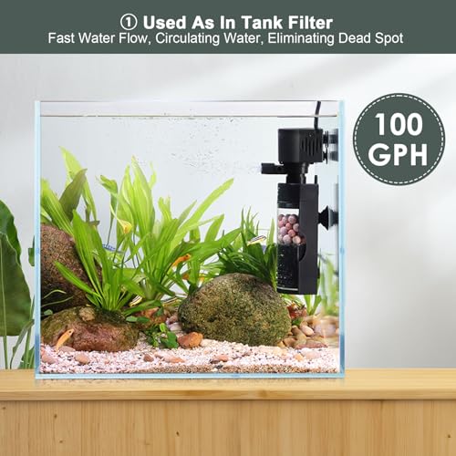 hygger Quiet Electric Sponge Filter 10-40 Gallon Fish Tank Filter with Bio Balls Venturi Hose, Aquarium Internal Filter 7W 100 GPH - size: Electric For 10-40 Gallon