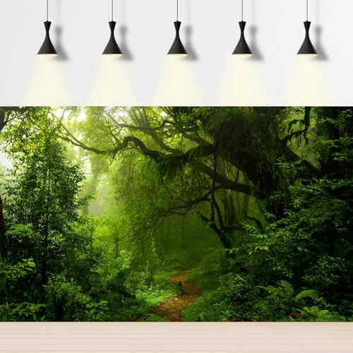 Tropical Rainforest Aquarium Background Lush Green Jungle Dense Trees Plants Fish Tank Background Majestic Serene Deep Forest Terrarium Backgrounds Foggy Woodland Reptile Tank Backgrounds 24x12in - color: Dark Green, size: 24(W)x12(H)in