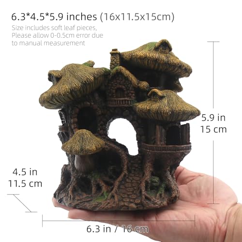Fish Tank Decorations Hideaway Cave, Fish Tank House Accessories for Amphibians, Goldfish, Shrimp, Conch