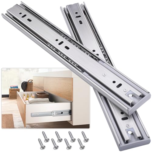 Soft Close Stainless Steel Drawer Slides 1 Pair Full Extension 10 12 14 16 18 20 22 24 inch Side Mount Dresser Cabinet Replacement Ball Bearing Rails Runner 100LB - size: 14 Inch, style: Stainless soft close-1 pair