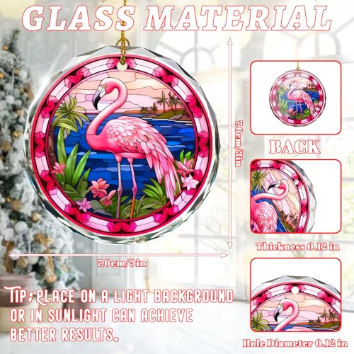 Flamingo Stained Glass Ornament - Christmas Tree Decoration, Flamingo Ornaments for Christmas - color: Flamingo