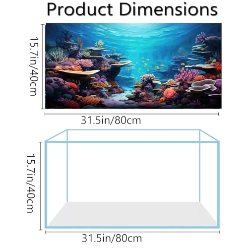 Aquarium Background Poster, Fish Tank Background Sticker, 3D Corals Vibrant Underwater Scenery for Stunning Aquarium Decorations 10 20 Gallon Tank (15.7" x 31.5" in) - size: 15.7" x 31.5" In