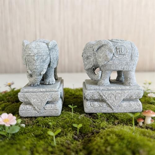 livelyfish Small Elephant Figurines A Pair Aquarium Decor Elephant Statues Bonsai Ornaments for 10 Gallon or Smaller Fish Tanks FengShui Decor (S) - size: Small