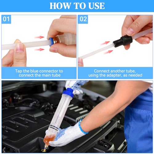 Gisafai 500cc Fluid Extractor Automotive Pump Manual Oil Extractor Pump Syringe for Gasoline Hand Cleaner for Power Steering, Hydraulic Fluid(Blue) - color: Blue, size: 500cc