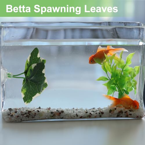 Betta Fish Leaf, Natural Habitat Simulation for Betta Spawnings Grounds, Betta Spawnings Leaves, Resting Bed, Double Leaves, White Deep Green