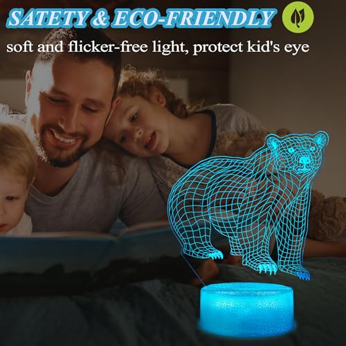 Polar Bear Night Light, 3D Illusion Lamp, RGB16 Colors Changing, Remote Control, Dimmable, Kids Room Decoration, Xmas Bear Gifts - color: Bear