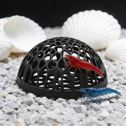 2-Pack Black Shrimp Hideouts – Hollow Half-Sphere Aquarium Caves for Shrimp, Betta Fish & Nano Tanks | Decorative Shelter for Breeding and Molting - color: Black