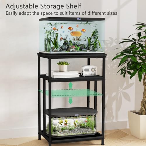Fish Tank Stand, 3-Tier Aquarium Stand Reptile Tank Stand Heavy Duty Terrarium Stand for Home Office, Black, 5-10 Gallon - color: Black, size: 5-10 Gallon