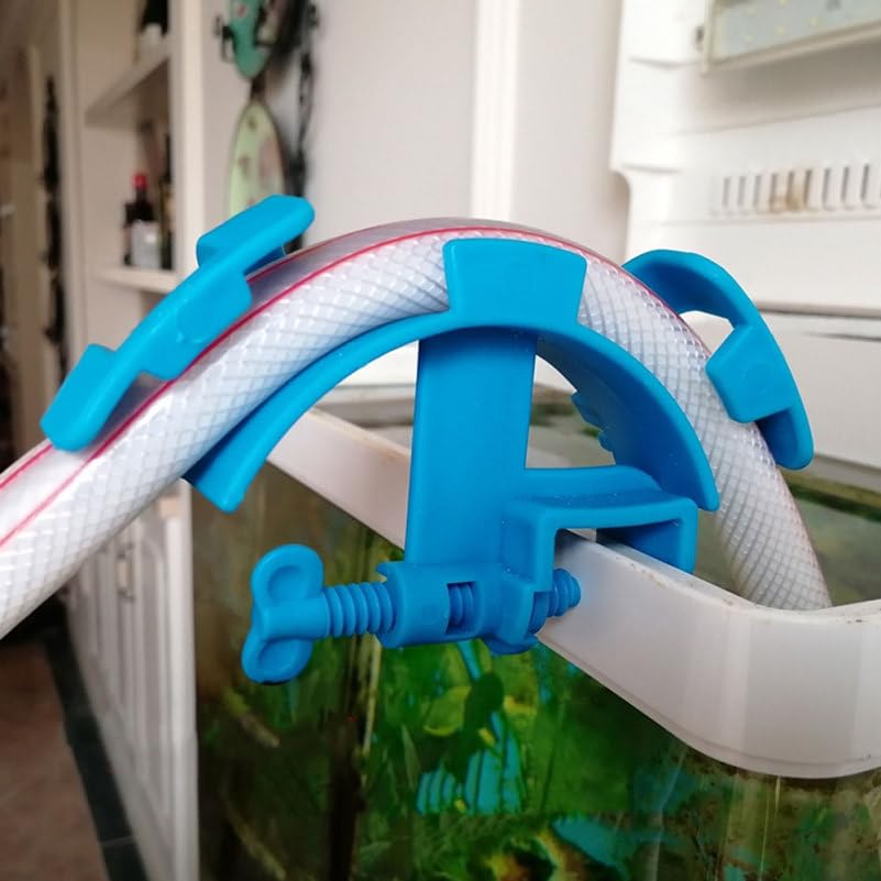Mikikit 2pcs Sturdy Abs Water Pipe Holder Clips for Fish Tank Easy to Install Aquarium Hose Fixing Clamp Space Saving Design for Tubing