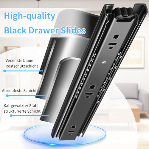 Drawer Slides 1 Pair Full Extension 10 12 14 16 18 20 22 24 inch Side Mount Rails Dresser Cabinet Bracket Replacement Ball Bearing Tracks Guide Metal Runner 100 LB (Basic-1 Pair, 14 Inch) - size: 14 Inch, style: Basic-5 pairs