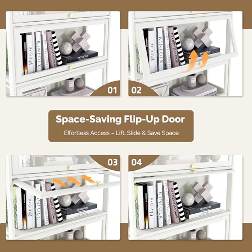 Display Cabinet with Acrylic Glass Doors,3-Tiers Curio Cabinet with LED Lighting for Collectibles, Collectibles Toy Organizers Rack & Display Shelf Display Case Storage Cabinet, White - color: White, size: 31" W x 42" H