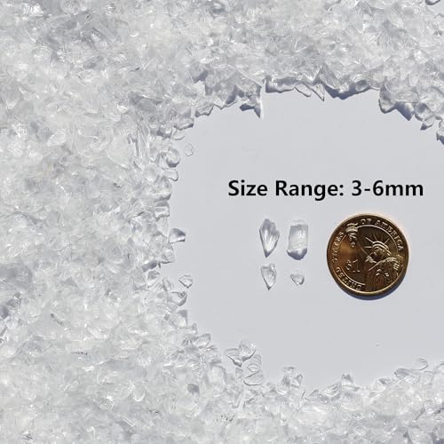 QYGL Crushed Glass for Resin Art, DIY Crafts, and Home Decor - 0.9LB White Broken Glass Pieces 3-6mm, for Vase Fillers, Tabletop Fire Pit, and Aquarium Rocks - color: White