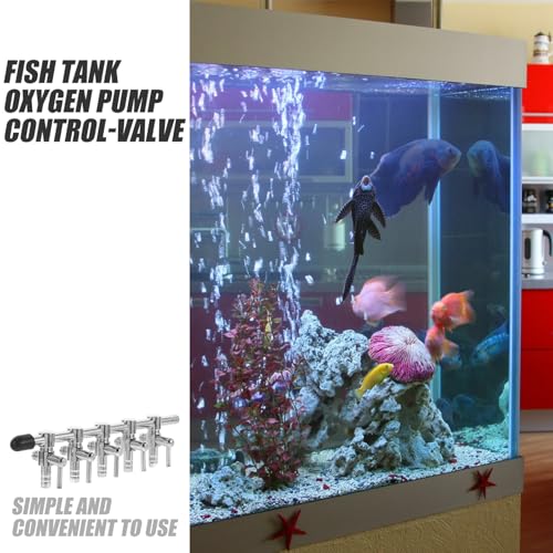 Kisangel Fish Tank Air Pump Splitter Valve 5-Hole Aquarium Air Flow Control Distributor Brass Chrome-Plated 4mm Aquarium Airline Connector