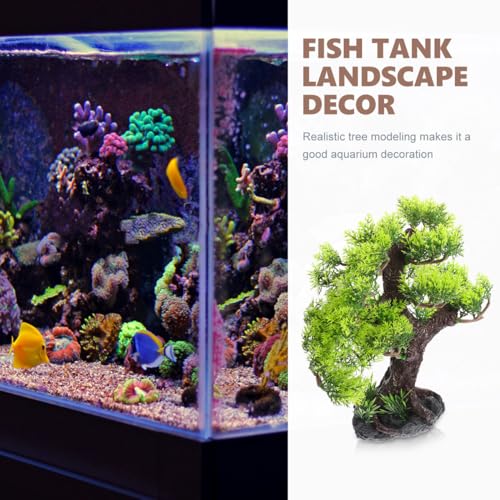 Healeved Landscaping Tree Resin Tree for Decor Resin Ornament Fish Tank Decor Craft for Fish Tank Aquarium Plant Fake Bonsai Simulation Plant Garden Decor - color: Green, size: 29 x 26 cm