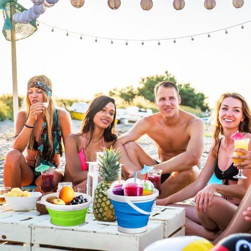 MiniInflat 3 Pcs 3l Summer Collapsible Beach Toy Sand Bucket Silicon Pails Foldable Collapsible Beach Bucket for Sea Party Supplies Water Baskets Kit Tool for Outdoor Cleaning Camping
