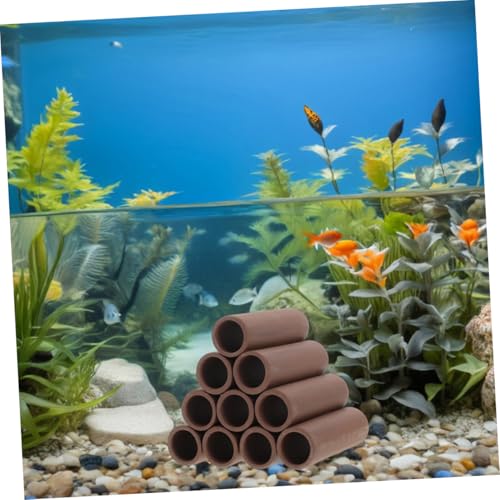 HANABASS 2pcs Pottery Shrimp Habitat Ornament Aquarium Breeding Shelter Fish Tank Hiding Spots Durable Spawning Tube Decorations for Shrimp and Betta Fish Care