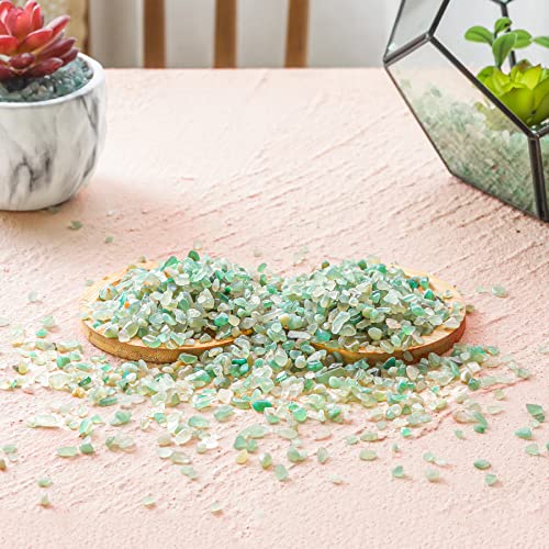 T4U Crystal Chips Stone Crushed Quartz Jade Pebbles 1LB - Fluorite Tumbled Gravel Small Decorative Pebbles Bulk, Mini Polished Rocks Sand Pieces for Crafts, Vases Filler, Plants, Aquarium Gravel Rocks - color: #8 - Jade, size: 1 LB