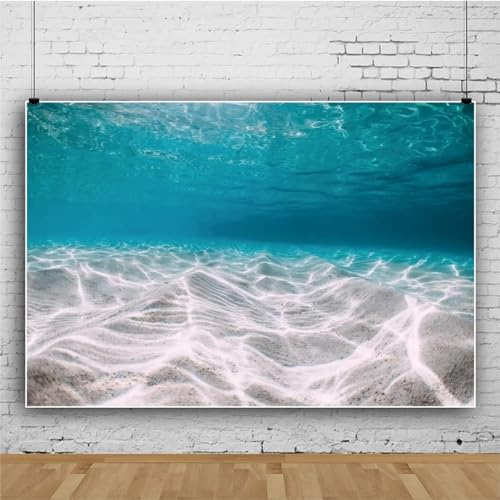 Renaiss 7x5ft Under The Sea Backdrop Blue Sea Water Ocean Sunshine Sunlight Deep Underwater World Aquarium Photography Background for Travel Holiday Seaside Party Decor Photo Studio Props - color: WSNWH17697, size: 7x5ft