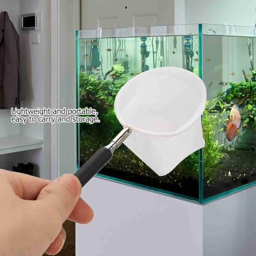 20-57.5cm Stainless Steel Adjustable Aquarium Fish Shrimp Net with Wall Hook Expandable Fishing Net for Tank Cleaning and Hexapod Catching - style: Black Round Net