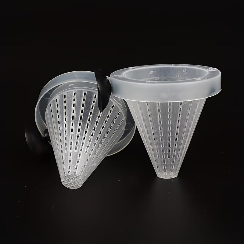 2PCS Plastic Bloodworm Feeding Cones with Suction Cup, Transparent Aquarium Nematode Feeder for Live Bait, 2.56 Inch Feeding Cup for Fish, Fish Tank Accessories