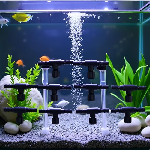 10 Pcs Black T Shaped Aquarium Air Valve, Plastic Fish Tank Air Line Flow Control Regulator Valve Aquarium Air Pump Accessories Adjustable Connector Switch Tap