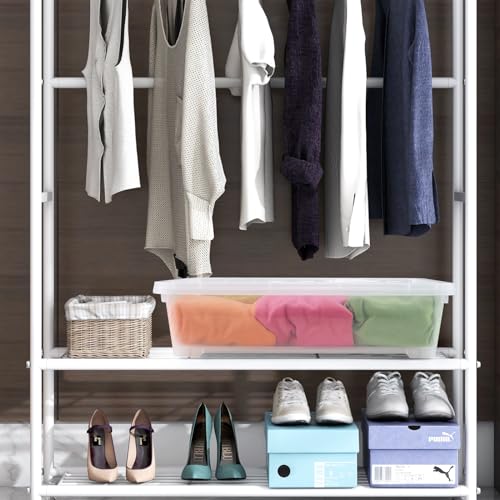 40 Quart Plastic Underbed Storage Box, Large Clear Shallow Box with Wheels Set of 3