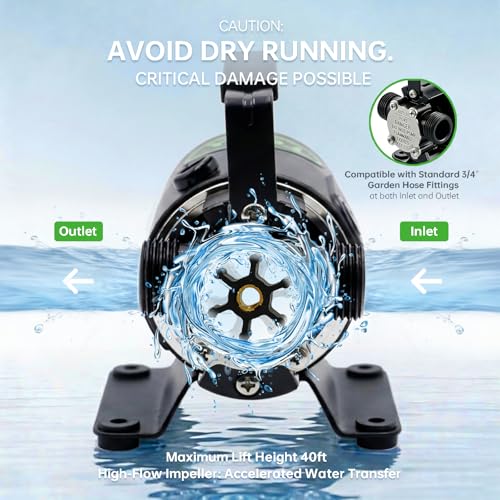 12V Water Transfer Pump 330GPH Self-Priming Utility Pump with Battery Clamps Hose Kit Portable Electric Non-Submersible Pump for RV Marine Garden Pool Basement Emergency Water Removal - style: 12V Water Transfer Pump