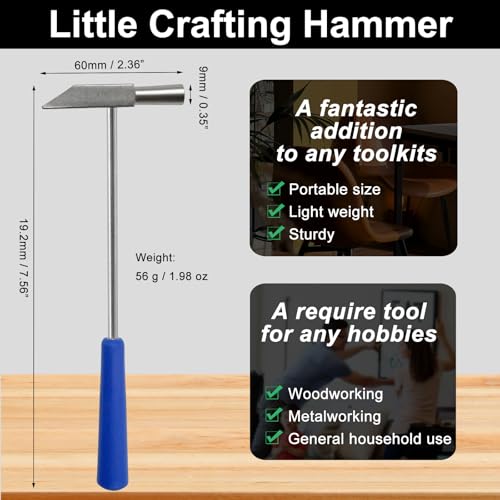 Small Craft Hammer for Home Project, Anti Slip Lightweight Hammer Tool for Small Projects, Jewelry, Watch Band, Leather, Tuning Kalimba, 2 Pcs - color: 8" Lightweight Hammer, 2pcs