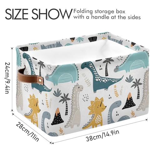 Dino Scandinavian Style Rectangle Storage Bin, 15 x 11 x 9.5 in, Collapsible Organizer Storage Basket for Home Décor - color: Dino Scandinavian Style, size: 1 PCS
