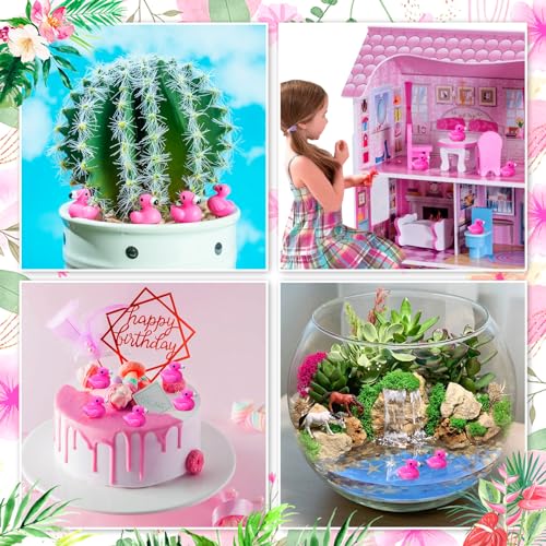 HFAYDZSW 115Pcs Mini Resin Flamingo Ducks, Flamingo Tiny Figurines for Cake Topper Garden Dollhouse Landscape Aquarium Ornaments DIY Crafts