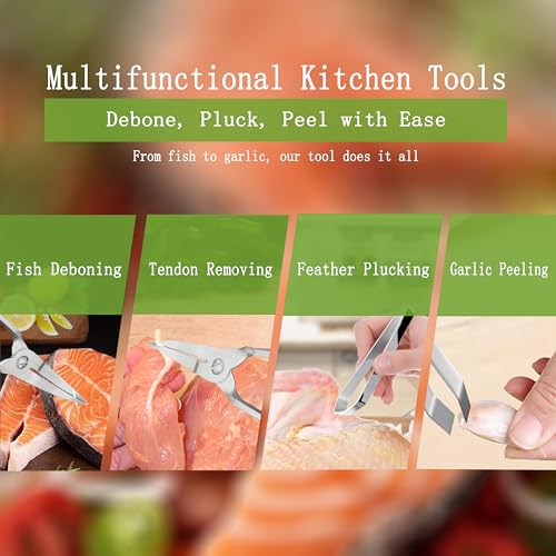 Fish Bone Pliers/Tweezers 304 Food Grade Stainless Steel Deboning Tool Kit for All Kinds of Fish