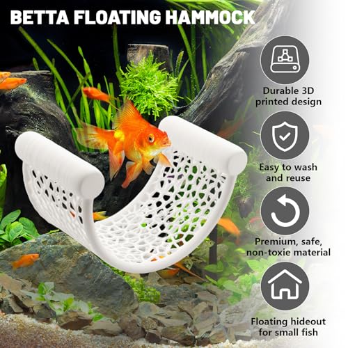 White Betta Fish Hammock,Betta Fish Tank Accessories Decorations,Safe Floating Aquarium Rest Ledge for Bettas,Nano Fishs,Small Fish Shrimp (White) - color: Jade White