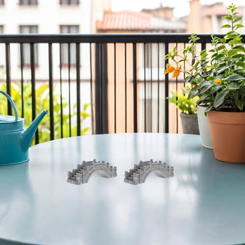 4pcs Mini Arch Bridge Figurines Garden Bridge Statue for Fairy Garden and Fish Tank Decor Gray Stone Micro Landscape Accessories