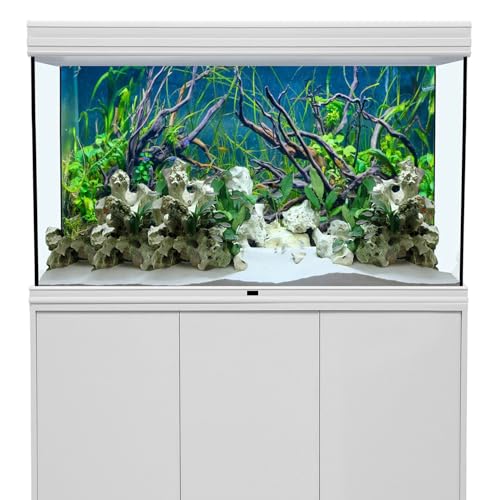 AWERT 72x18 inches Tropical Fish Tank Background River Bed & Lake Aquatic Plant Undersea Tree Branch Aquarium Background Vinyl - size: 72x18in/180x45cm