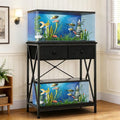 Fish Tank Stand for 20-29 Gallon Fish Tank: Aquarium Stand with Accessories Storage, Metal Tank Table with Drawer Perfect for Turtle Reptile Terrarium, 30.7'' L x 16.5'' W, 330 LBS Capacity