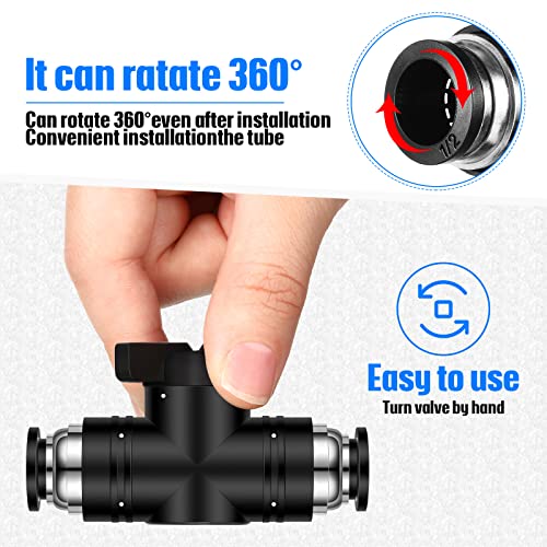 Flutesan 5 Pcs 1/2" x 1/2" OD Push to Connect Pneumatic Ball Valve PVC Air Flow Control Valve Quick Connect Tube Fittings Air Line Hose Fittings - size: 1/2" x 1/2" OD