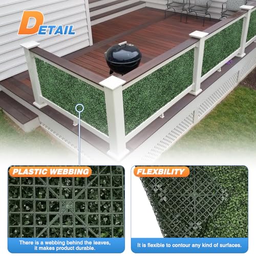 TANG 20"x20"-1PC Artificial Greenery Boxwood Panels Grass Wall Panel, Faux Privacy Fence Ivy Screens Backdrop Fake Hedge for Indoor Outdoor Wedding Décor, Dark Boxwood - color: Dark Boxwood, size: 20"x20"