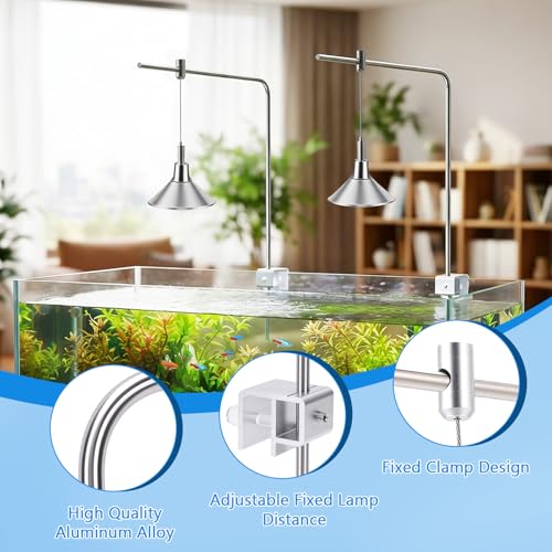 Aquarium Light Riser, 2PCS Aquarium Light Hanging Kit, Adjustable Height Stainless Steel Aquarium Light Stand Holder Bracket for Freshwater & Saltwater Aquariums, 15.74×9.84in (Without Crystal Clip) - style: Without crystal clip