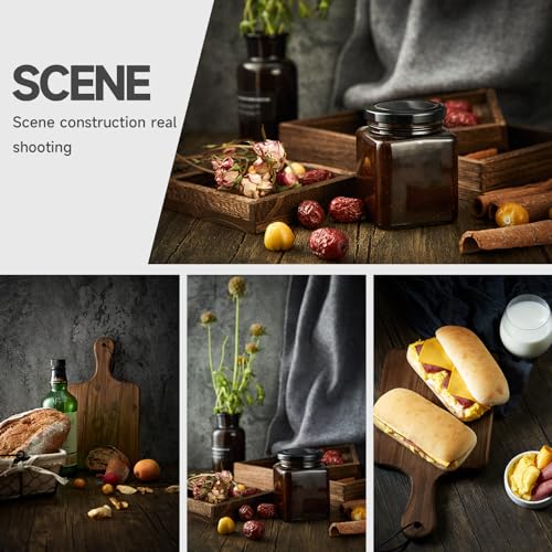 2 PCS Boards Photo Backdrop for Flat Lay, Food Photography Background 24x24 Inch, BEIYANG (Black Walnut+Dark Gray) - color: Black Walnut + Dark Gray 24x24