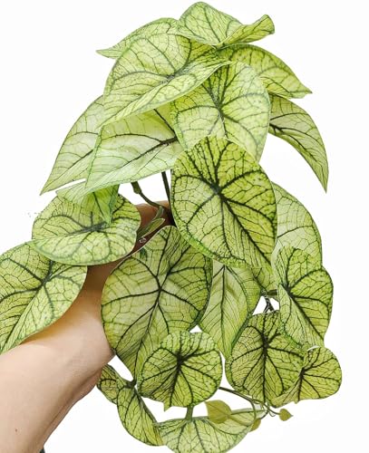 Reptile Plants for Terrarium Decor, Amphibian Habitat Decor, Reptile Tank Accessories, Artificial Hanging Plants with Suction Cup-2 Packs (Green Arrowhead) - color: Green Arrowhead