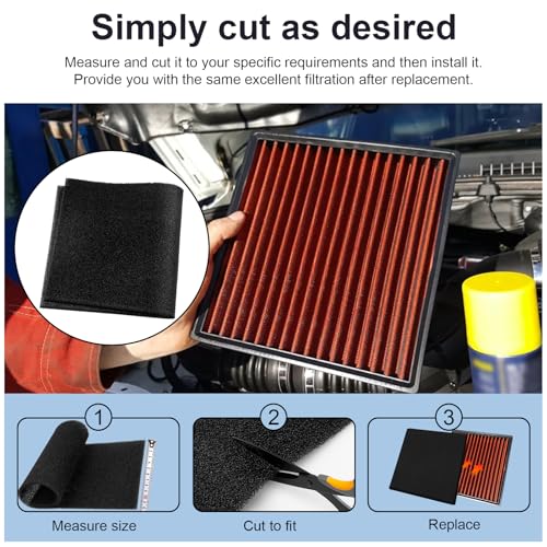 Air Filter Foam Sheet Material, 24" x 12" x 3/8" 40 PPI Filter Foam Sheet, Reusable Air Filter for Cutting and Fitting Purifier, Aquarium, Fish Tank, Air Conditioner