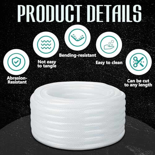 1/2" ID x 3/4" Od x 25 ft Braided PVC Tubing Reinforced Clear Vinyl Hose, Heavy Duty Flexible High Pressure PVC Braided Hose for Water Home Garden Aquarium Washing - size: 1/2" Id
