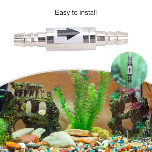 1.6in Stainless Steel 1-Way Valve Aquarium CO2 Check Valve Leak-Proof Water Backflow Prevention for Fish Tank Air Pump