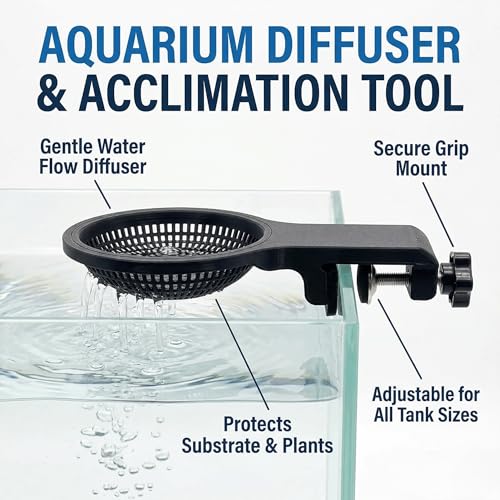 Aquarium Water Change Diffuser for Undisturbed Substrate, Plant Protection Water Refill Tool, Adjustable Mount for Rimless and Rimmed Tanks, Gentle Flow for Shrimp and Fry