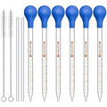 Weewooday Glass Droppers Pipettes Back to School Lab Dropper Glass Liquid Pipette with Big Rubber Hats 20 cm Stir Rod Washing Brush Transfer for Liquid Essential Oil(16 Pieces,Blue,5 ml) - color: Blue, size: 5 ml