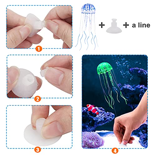 Lpraer 6 Pack Glow Jellyfish Floating Fish Tank Decorations Glowing Effect Silicone Simulation Jellyfish Ornament Aquarium Decorations (6 Colors) - color: 6 Colors Jellyfish