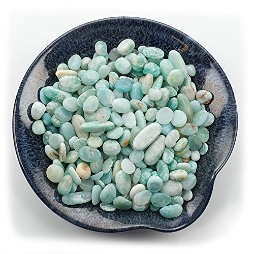 Cherry Tree Collection 1/2 Pound Polished Tumbled Gemstone Chips, Pebbles, Crystal Chips Bulk for Jewelry Making, Healing, Plants, Succulents, Aquariums, Decoration, Chakra (Amazonite-L) - color: Amazonite-L