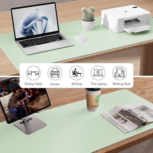 Aothia Large PU Leather Desk Pad Protector - Non-Slip Mouse Pad & Writing Mat for Office/Home, Waterproof, Easy to Clean (23.6" x 13.7", Aqua) - color: Aqua, size: 23.6" x 13.7"