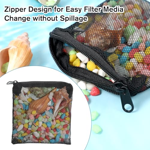 10 PCS Aquarium Filter Media Bags, Mini Aquarium Fine Mesh Bag with Plastic Zipper Reusable Fish Tank Media Mesh Filter Bags for Activated Carbon, Biospheres, Ceramic Rings (4 x 4 inches, Black)